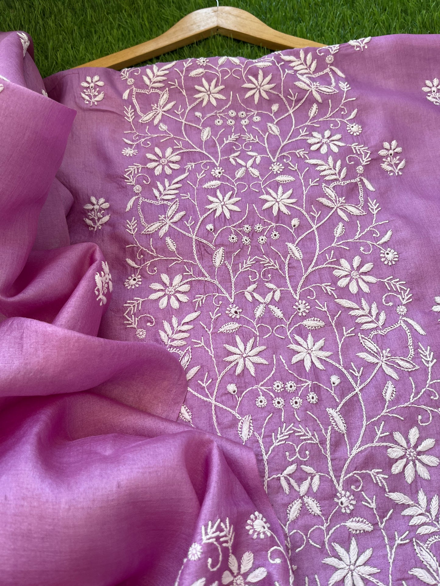 Tussar Silk Chikankari kurta Dupatta