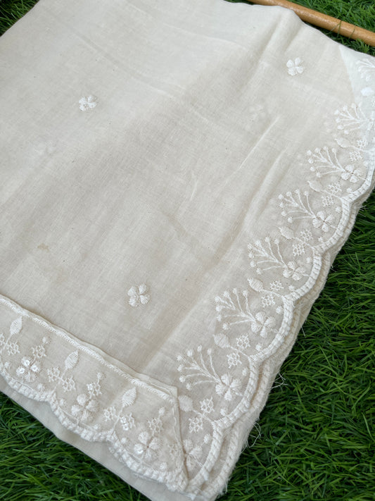 Mul scalloped Dupatta