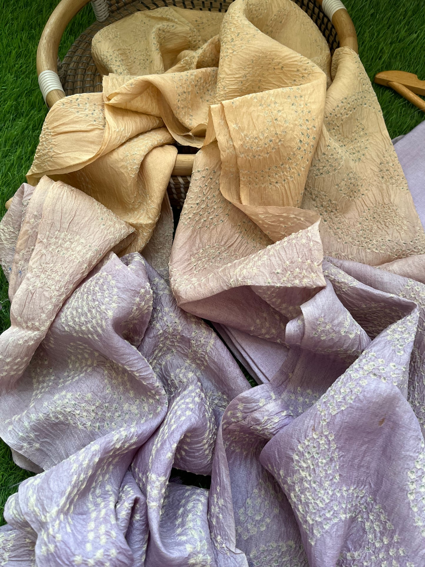 Tussar silk Bandhani dupatta plain kurta