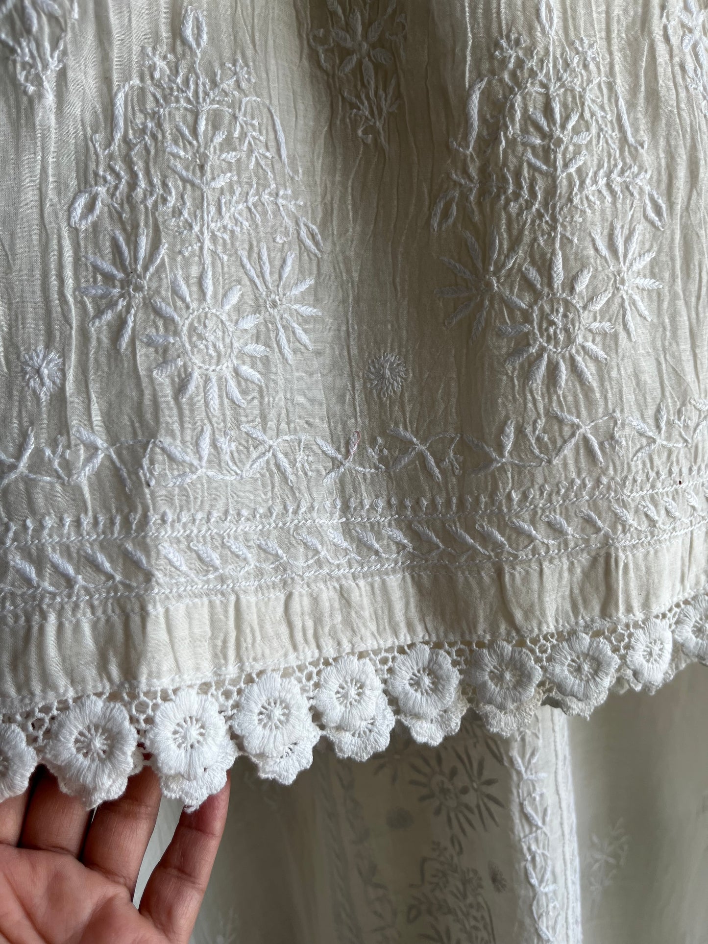 Chanderi chikan shirt and a-bottom