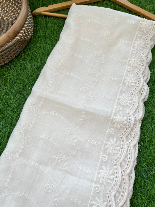 Mul scalloped Dupatta