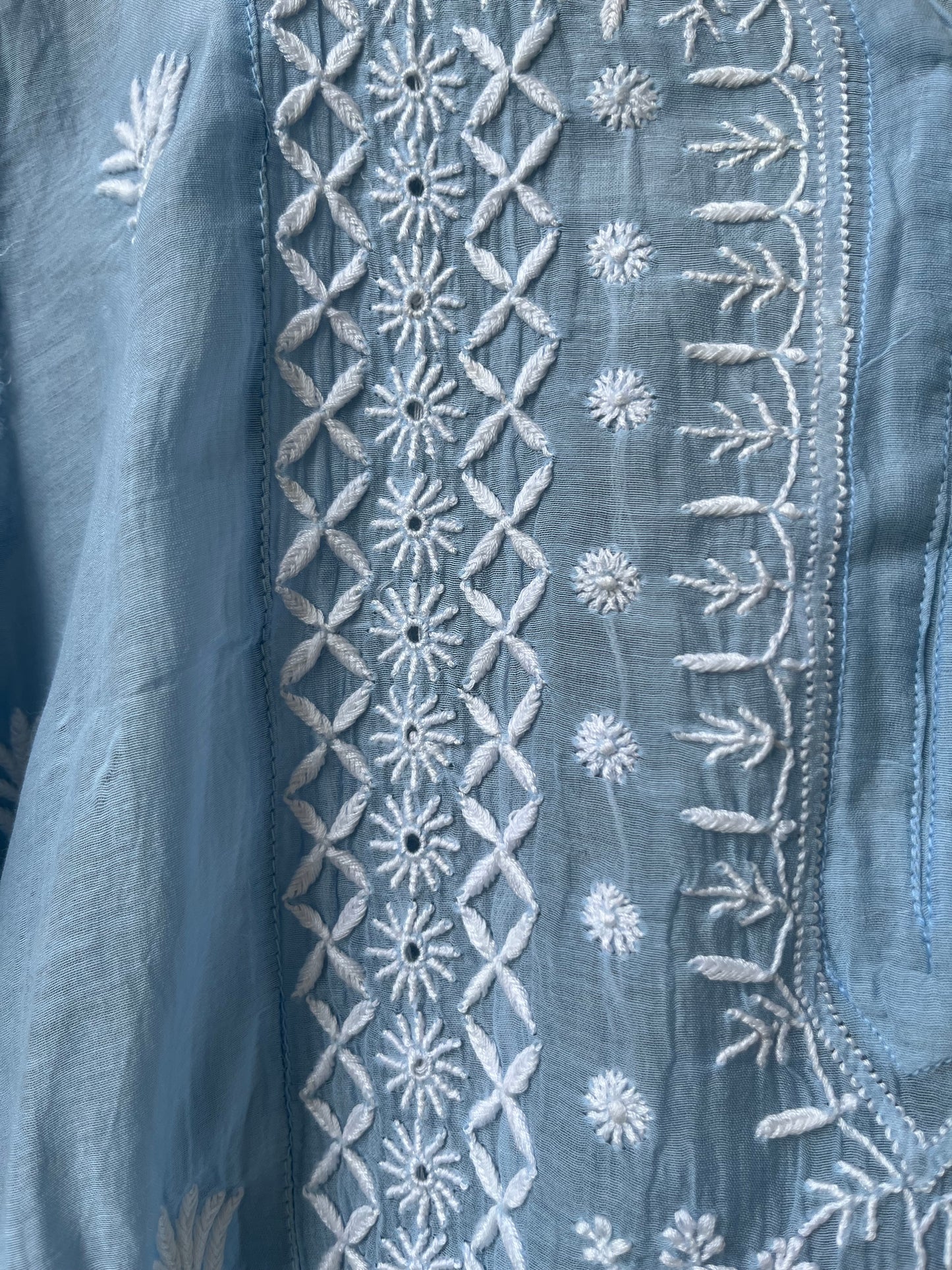 Chanderi chikan work short Kurti