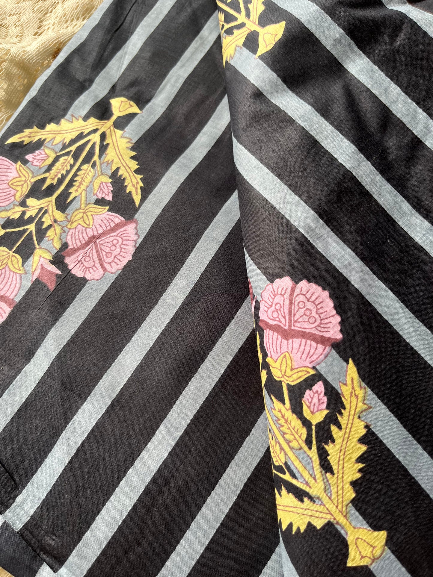 Cotton block print kurta bottom fabric chikan work dupatta