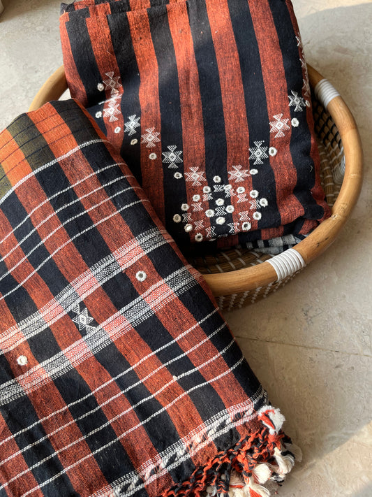 Handwoven organic kala Cotton kurta bottom dupatta