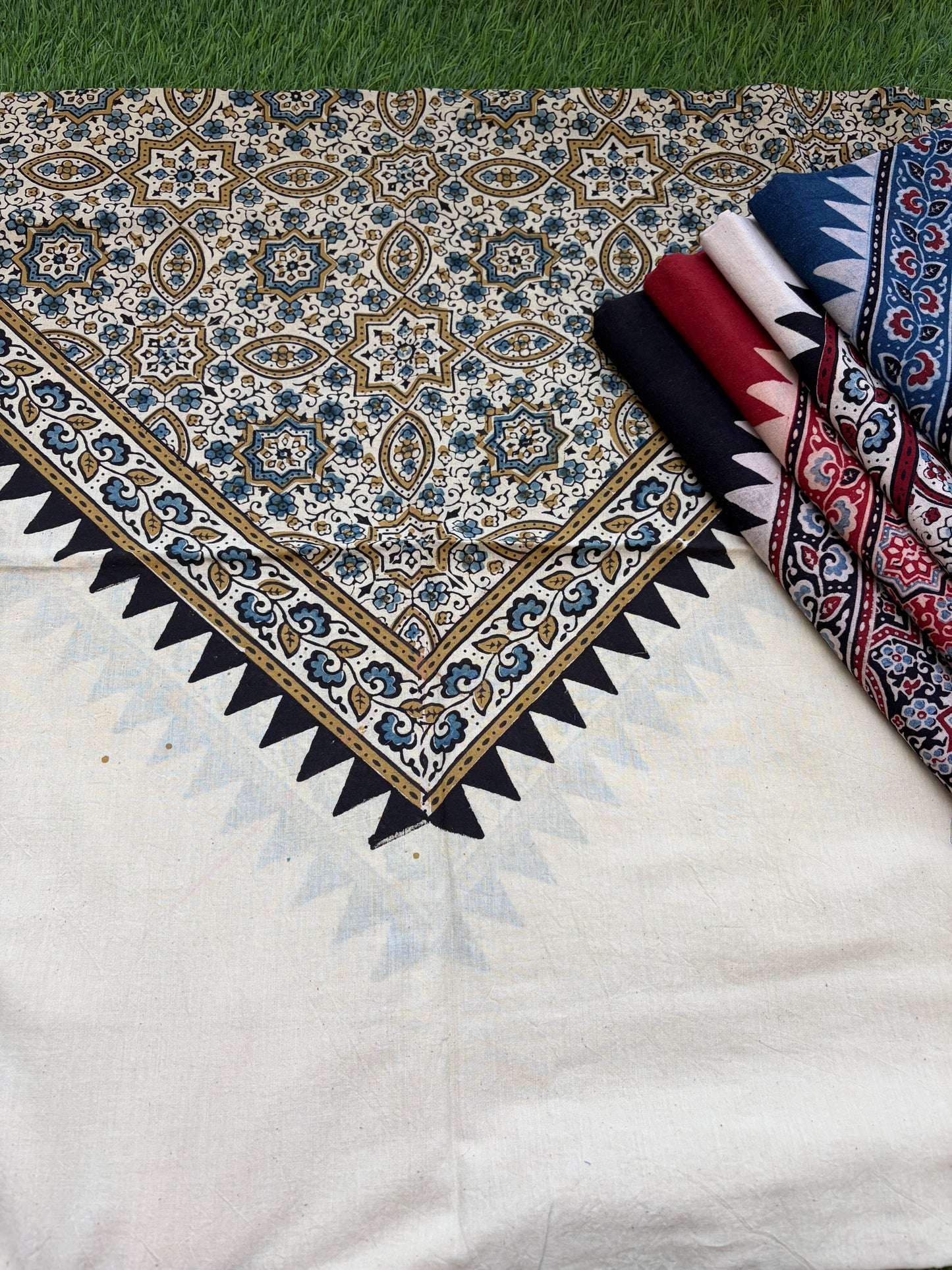Cotton Ajrakh patterned fabric