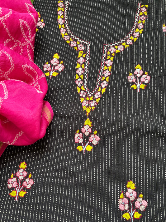 Cotton kashmiri work kurta bandhani Dupatta