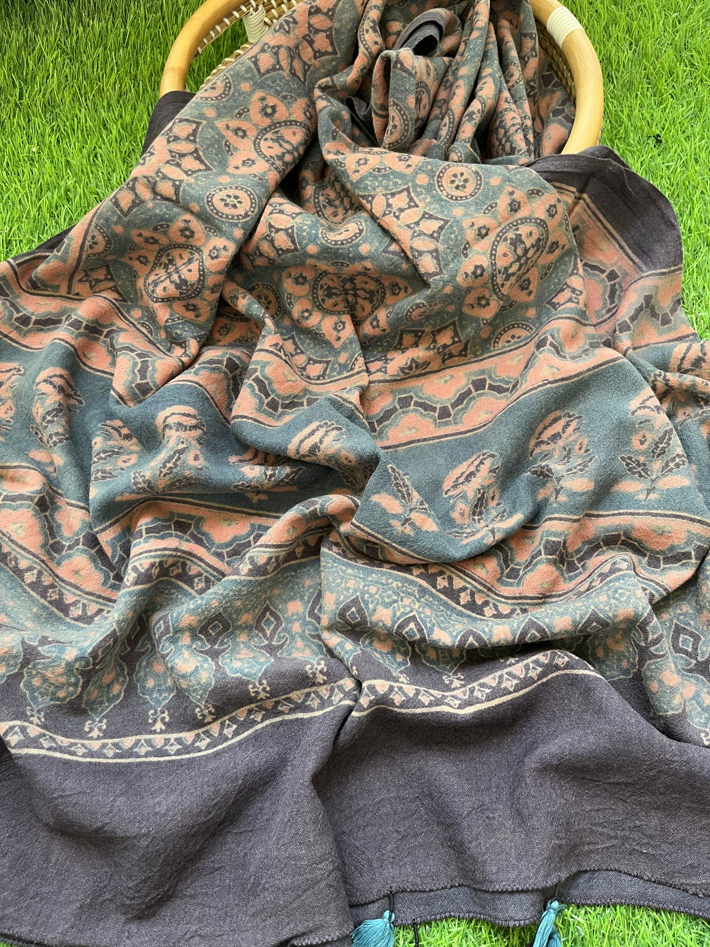 Handwoven ajrakh shawl