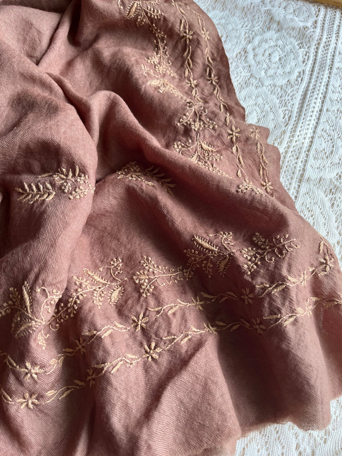 Pure wool chikankari shawl