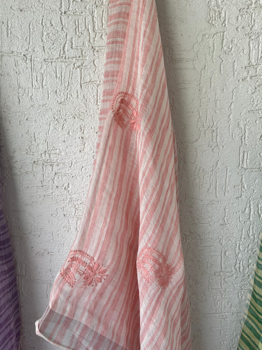 Linen chikankari Dupatta