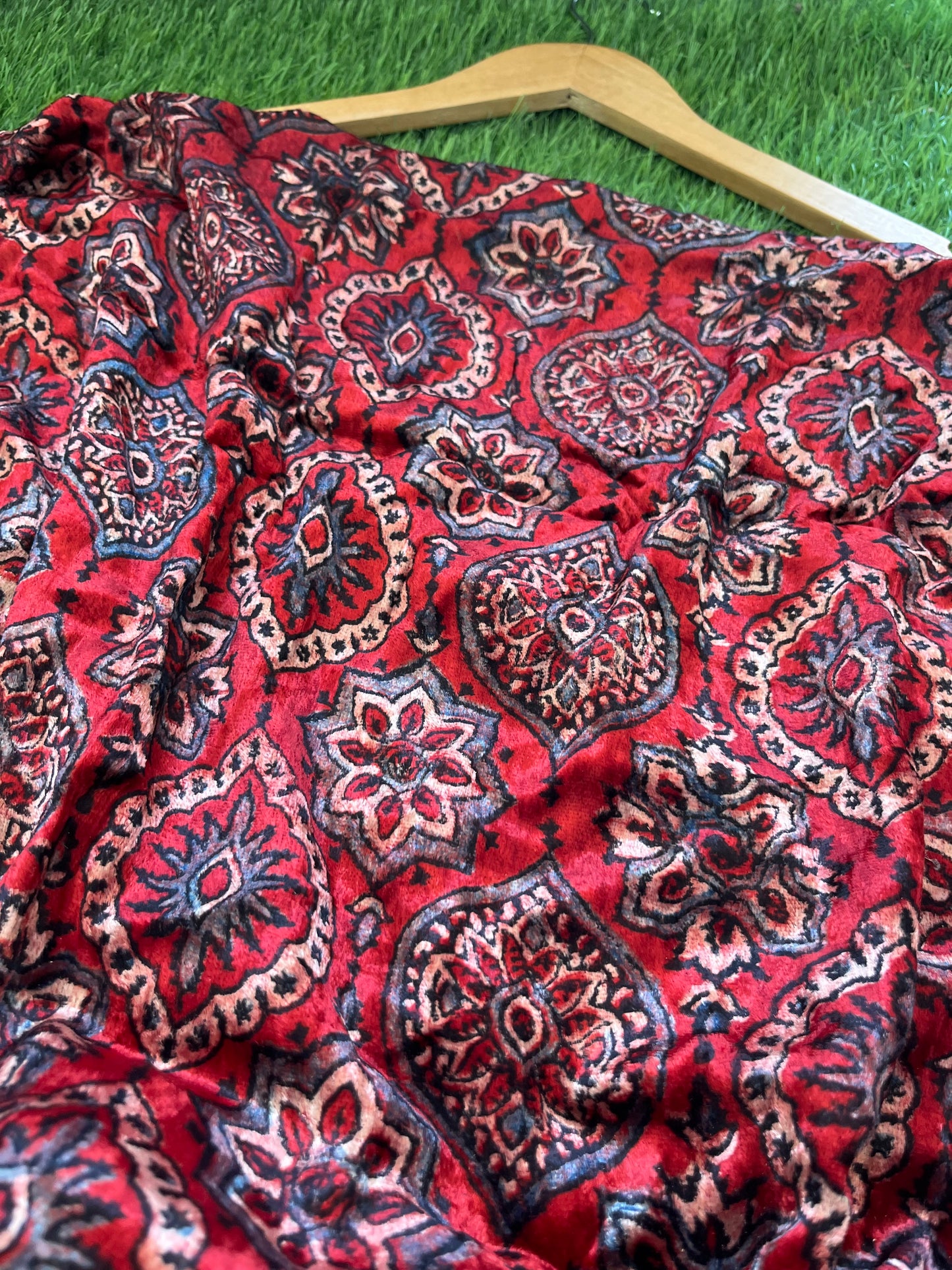 Velvet Ajrakh Kurta fabric