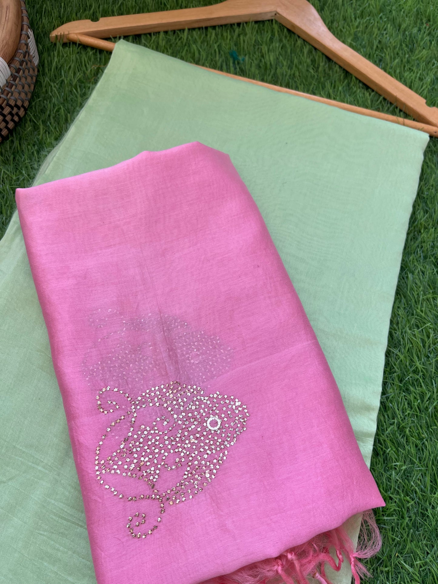 Chanderi Mukaish work Dupatta plain suit fabric