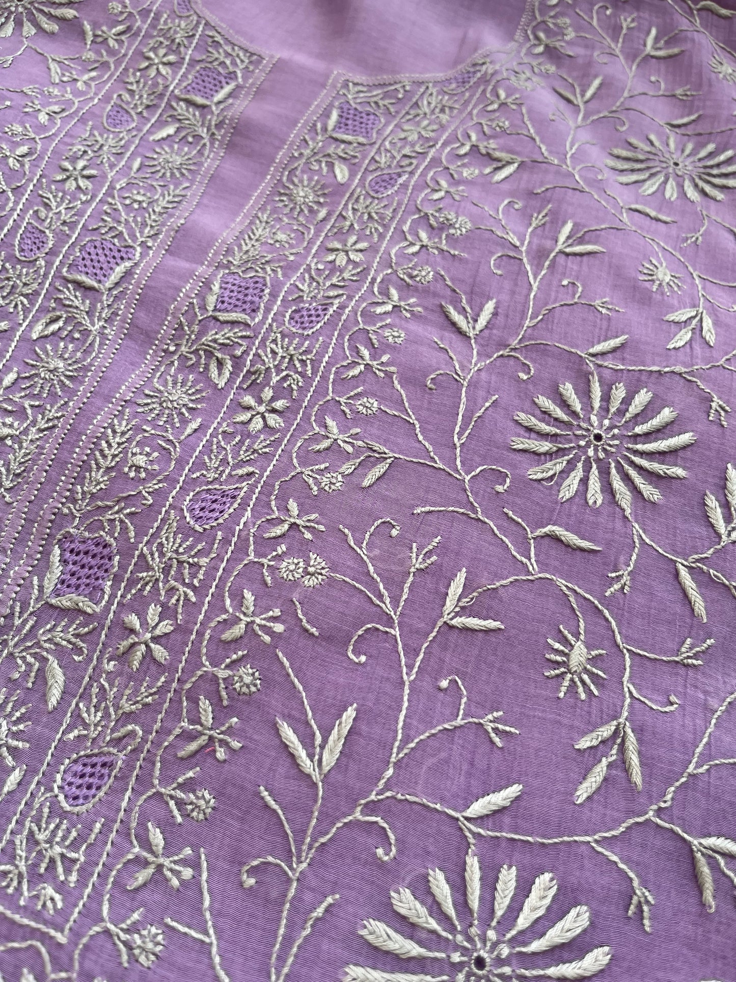 Chanderi chikankari kurta