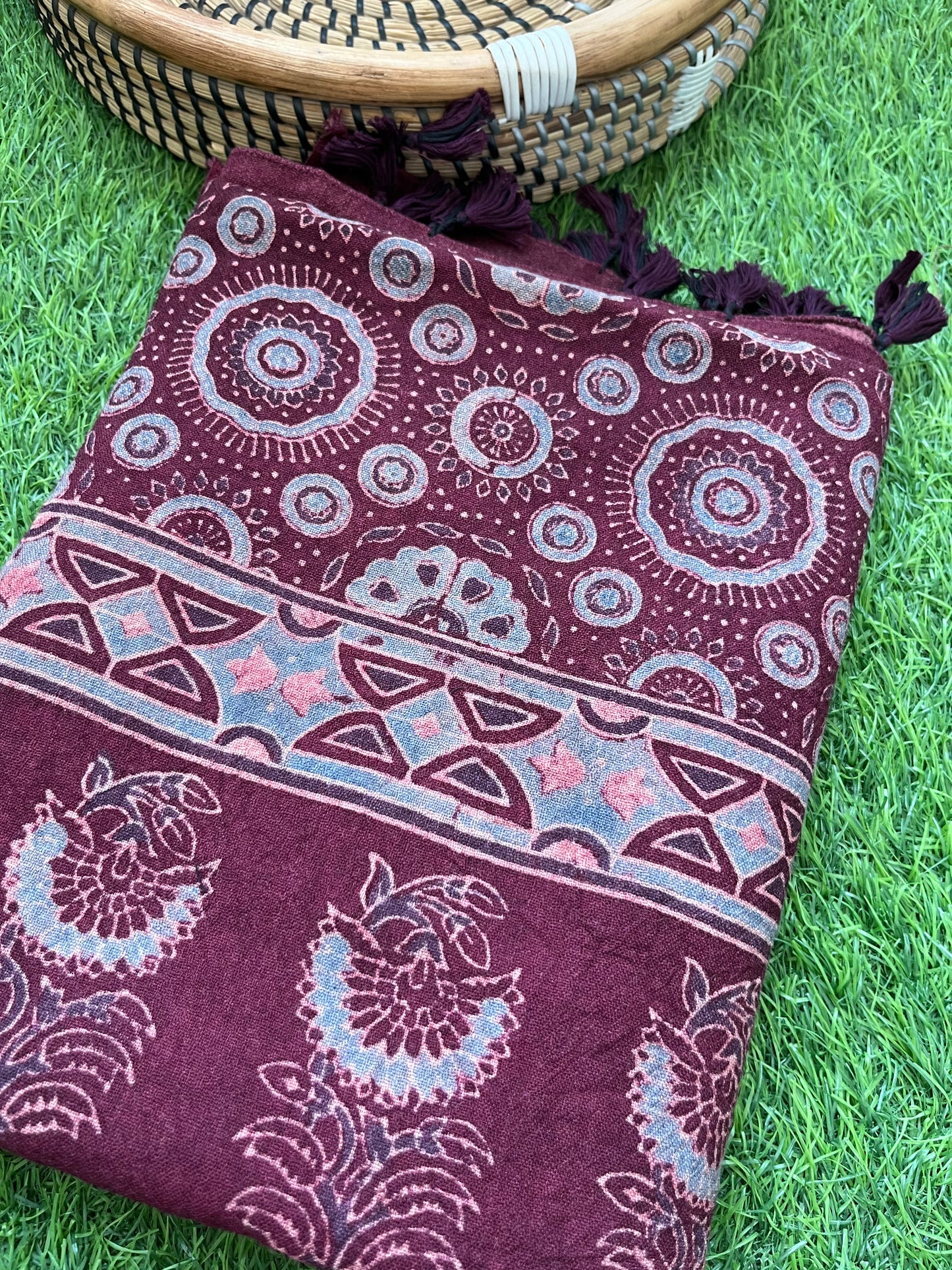 Handwoven ajrakh shawl