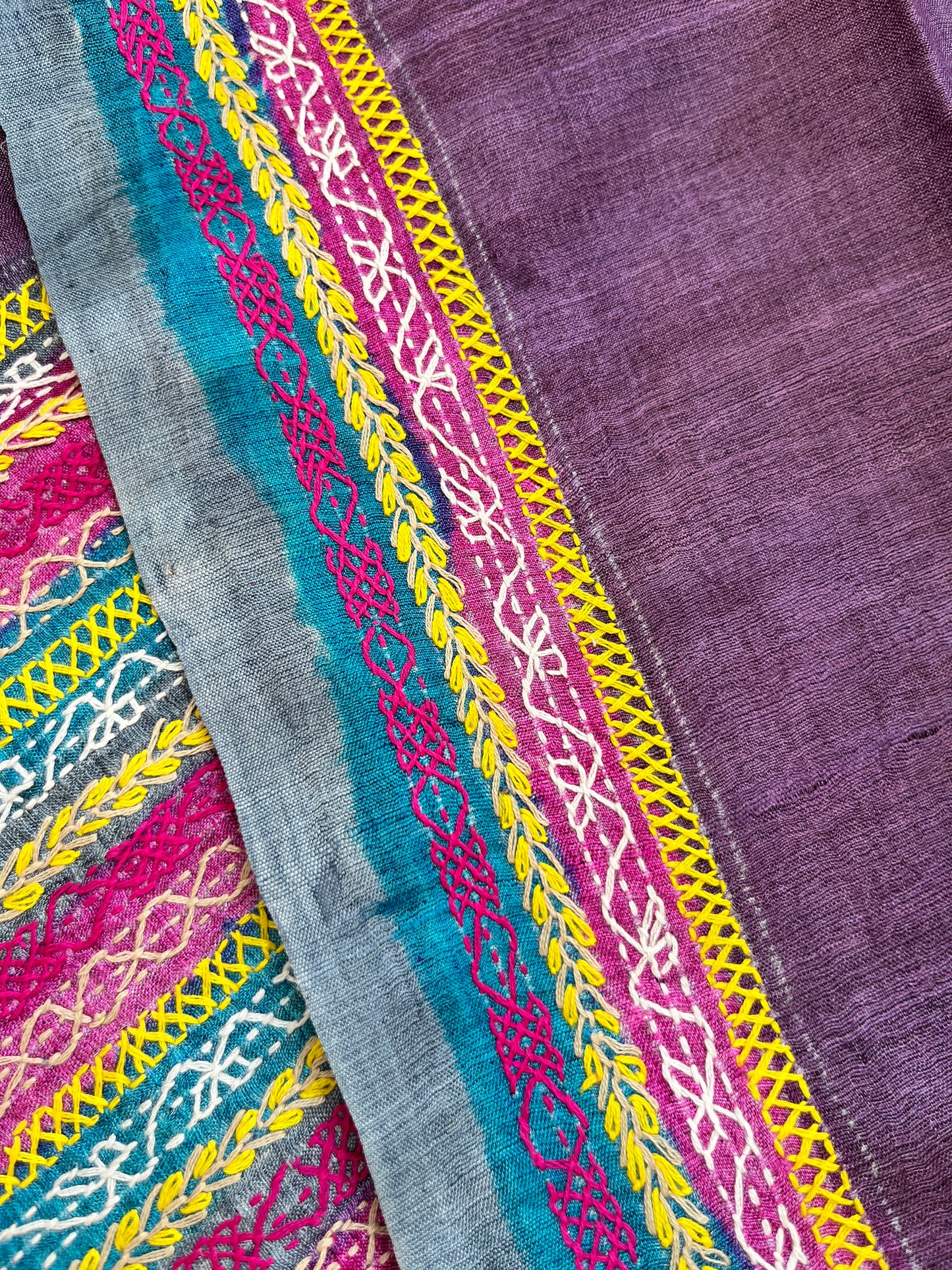 Silk Kantha work kurta fabric