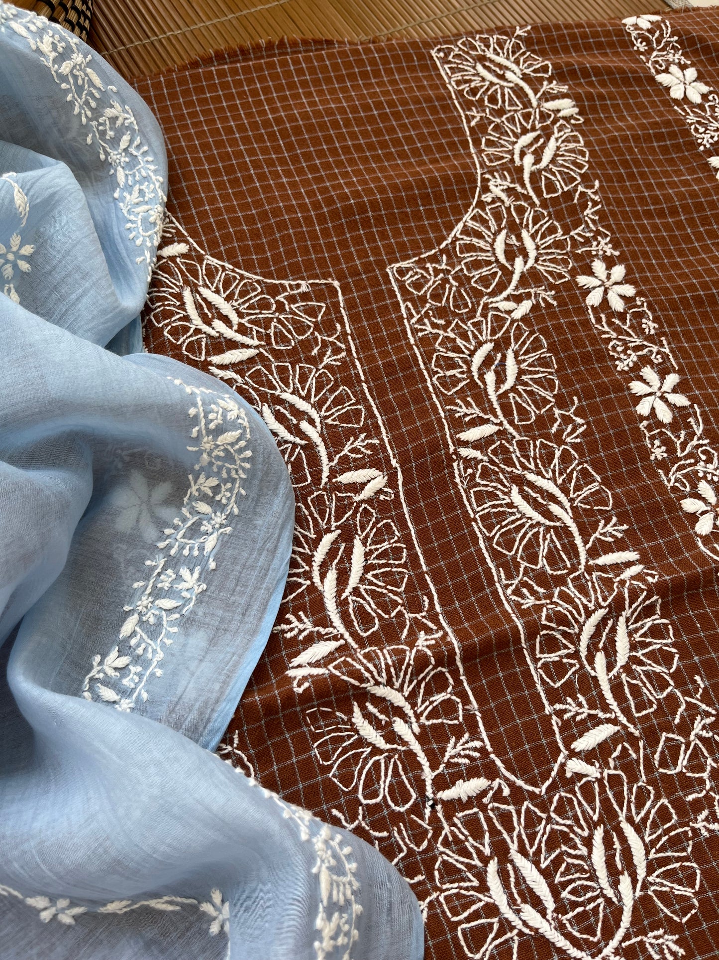 Kala cotton chikan kurta chanderi dupatta