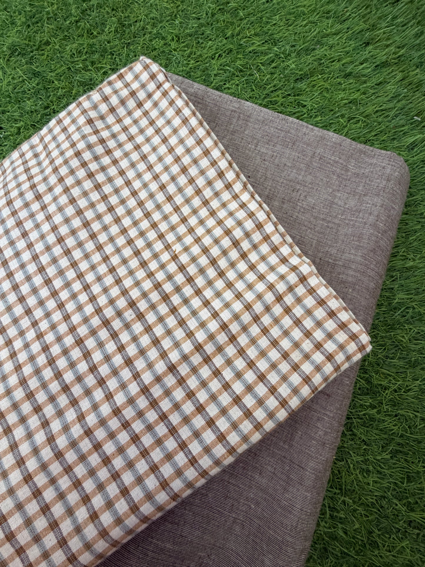 Khadi Cotton checks plain mangalgiri
