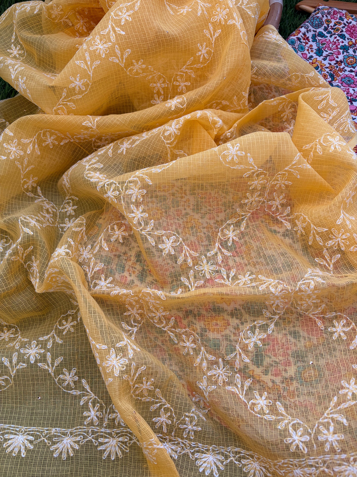Cotton kurta bandhani bottom Kota Doria chikankari dupatta