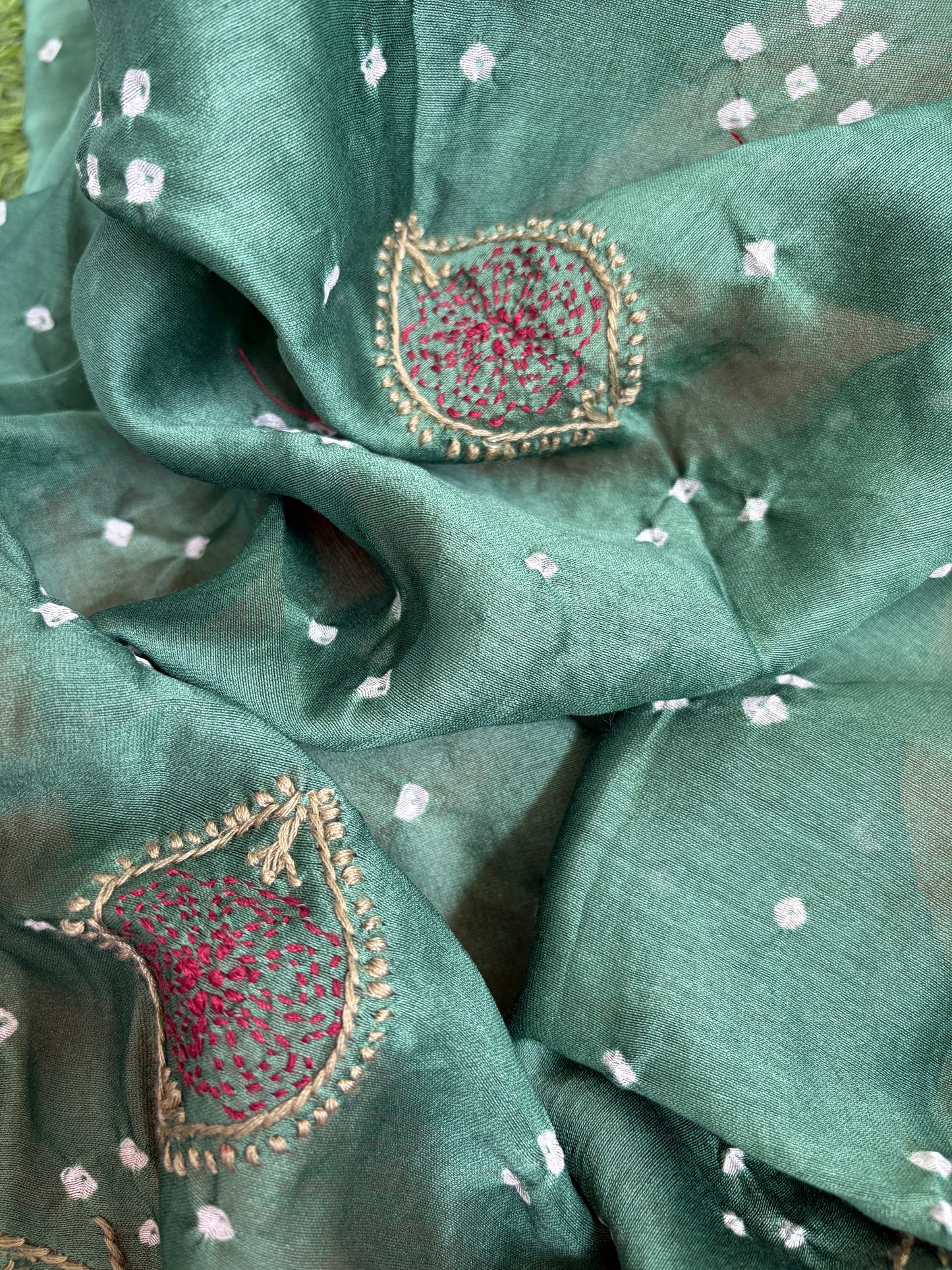 Plain mangalgiri kurta bottom pure chanderi bandhani chikankari dupatta