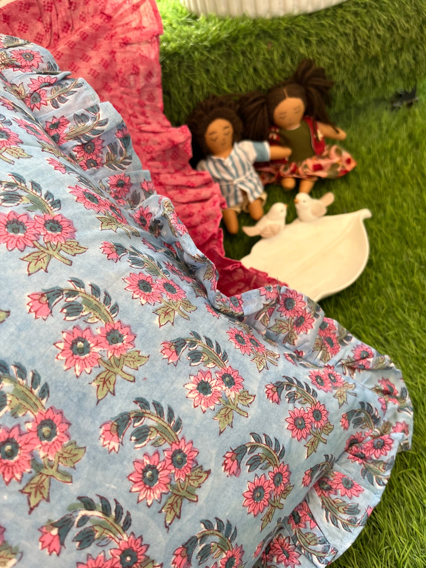 Cotton block print cushion cover set