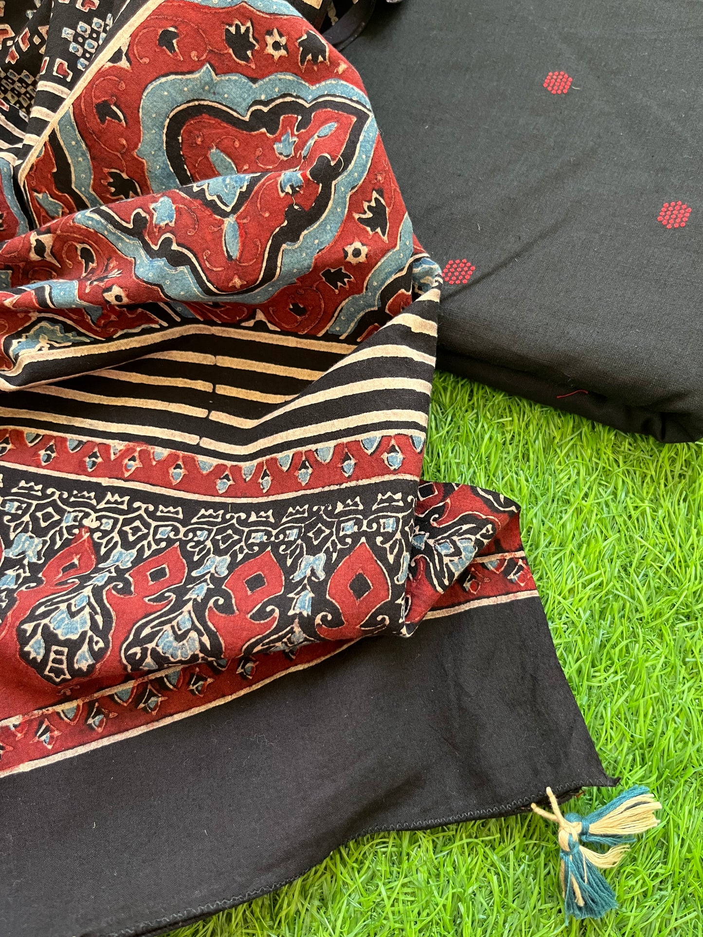 Cotton mangalgiri kurta bottom cotton ajrakh dupatta