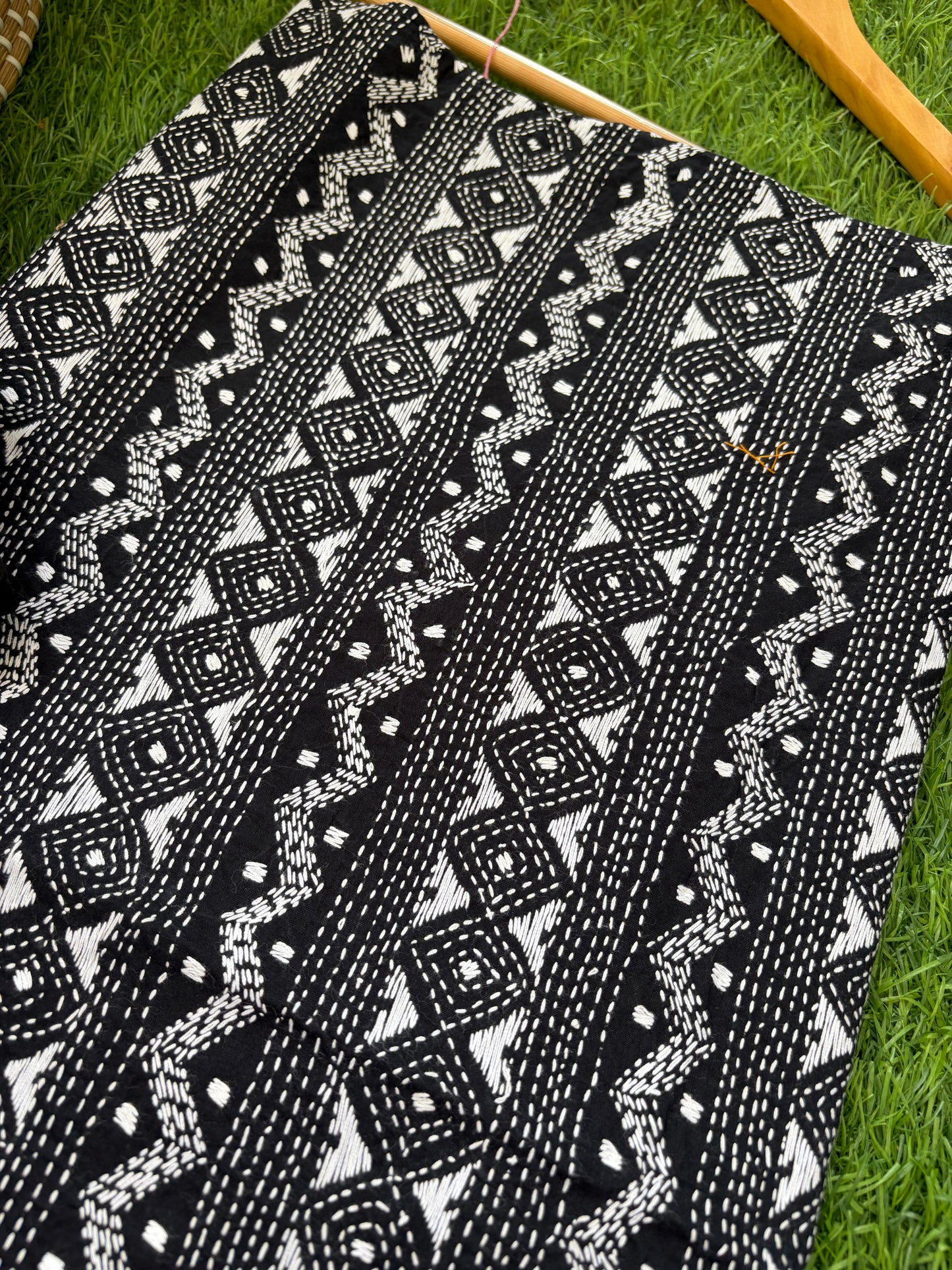 Handwoven Cotton Kantha Kurta Dupatta