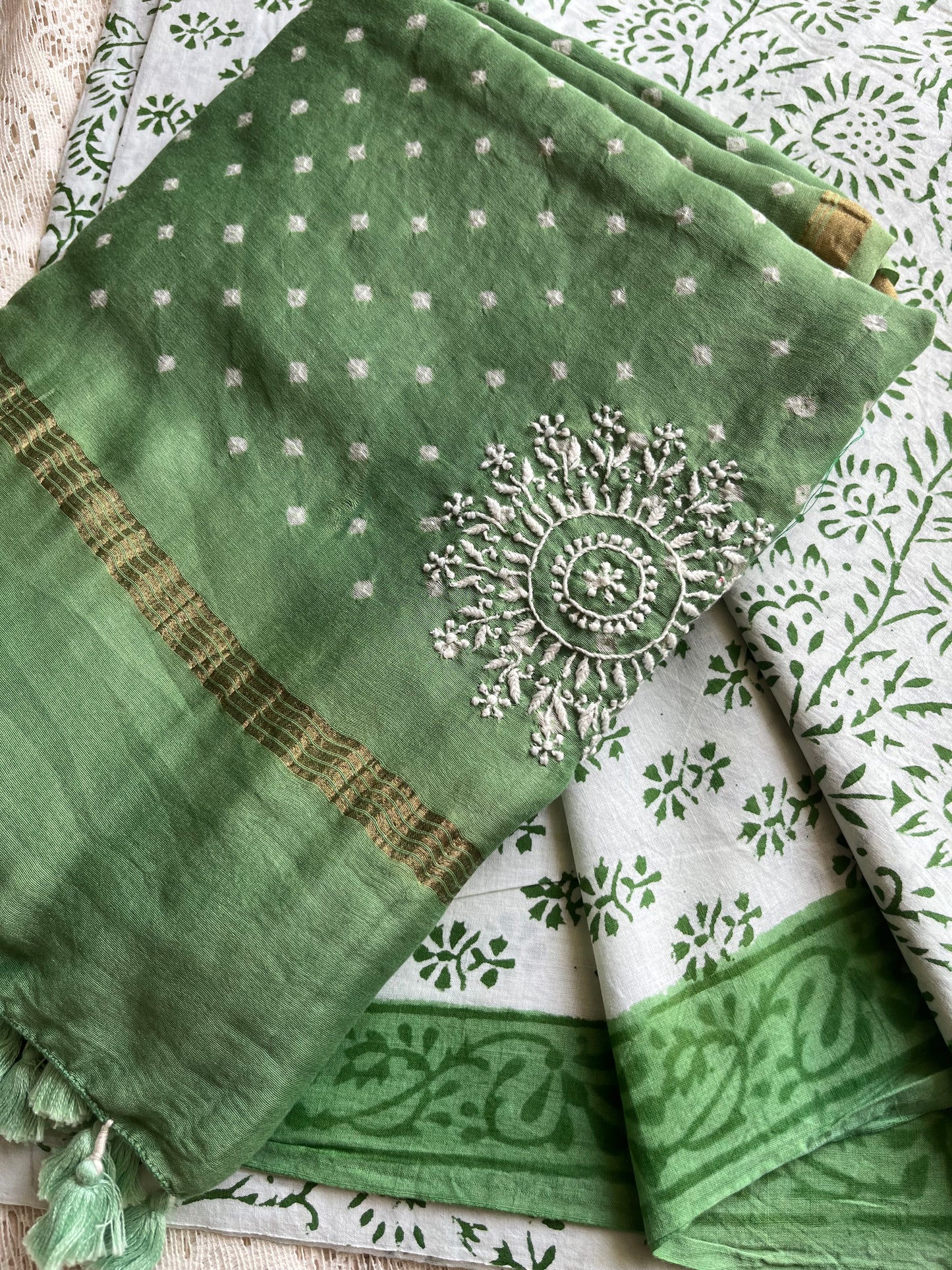 Cotton kurta bottom chikankari dupatta