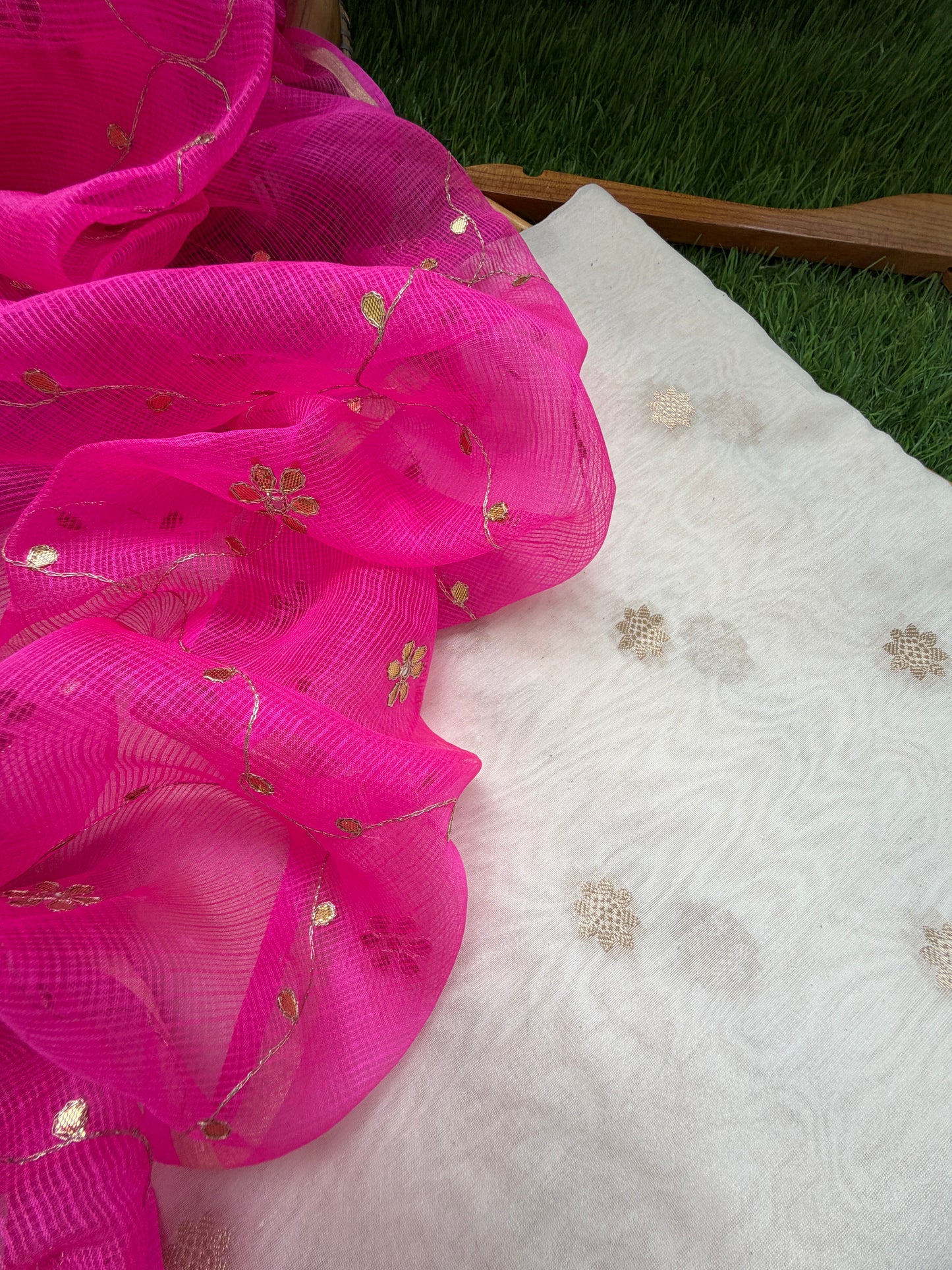 त्योहार :kota silk gota patti Dupatta with plain chanderi banarasi booti kurta bottom Fabric