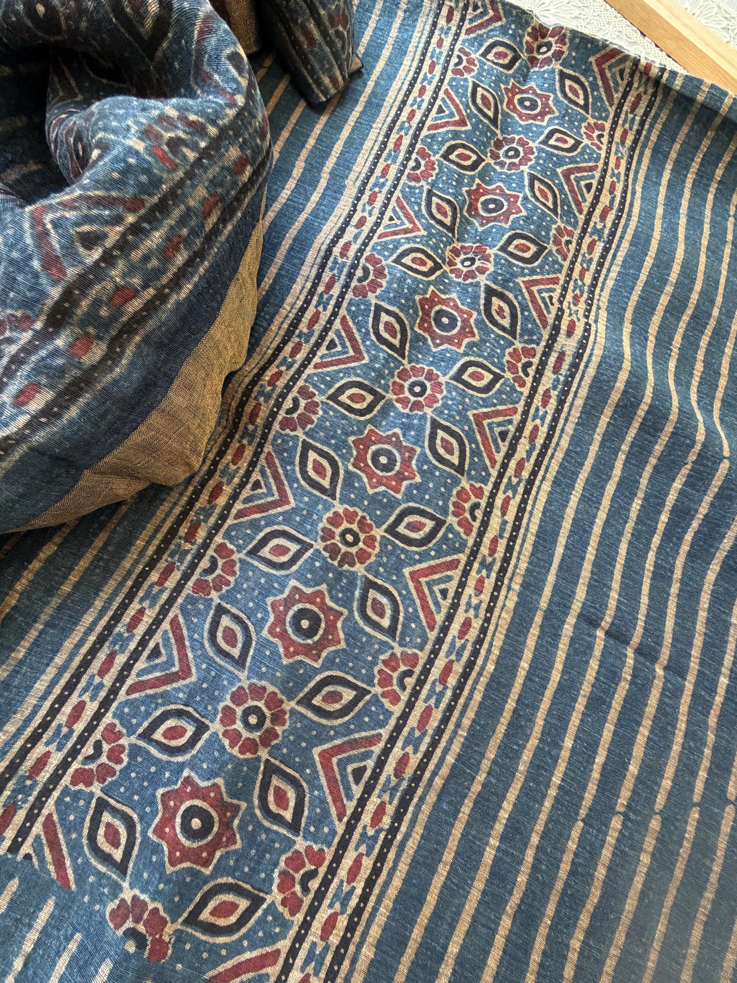 Linen Ajrakh Kurta and dupatta