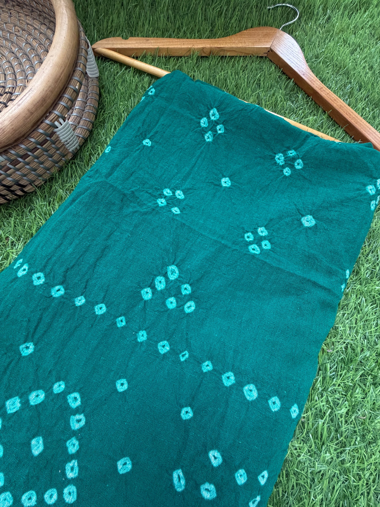 Handwoven organic kala Cotton bandhani fabric