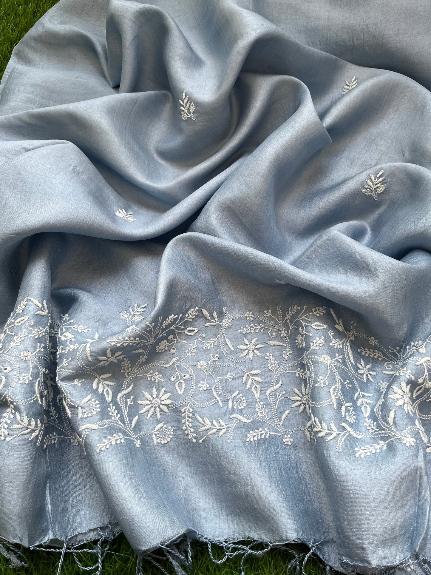 Tussar Silk Chikankari kurta Dupatta