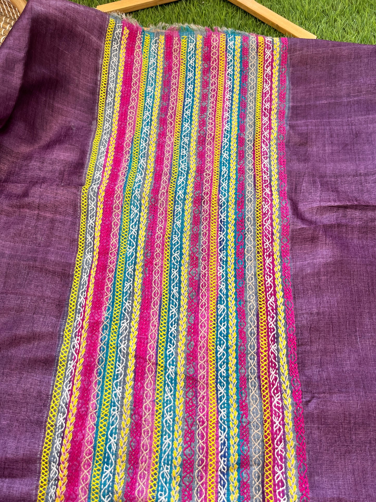 Silk Kantha work kurta fabric