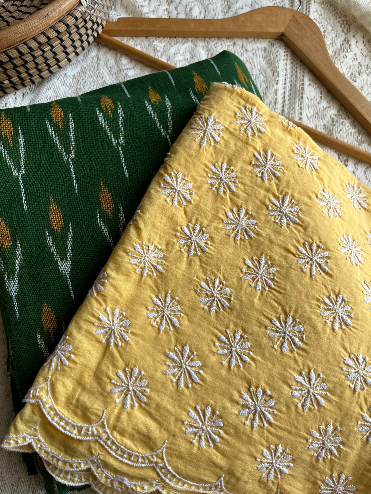 Cotton kurta fabric chikankari Bottom