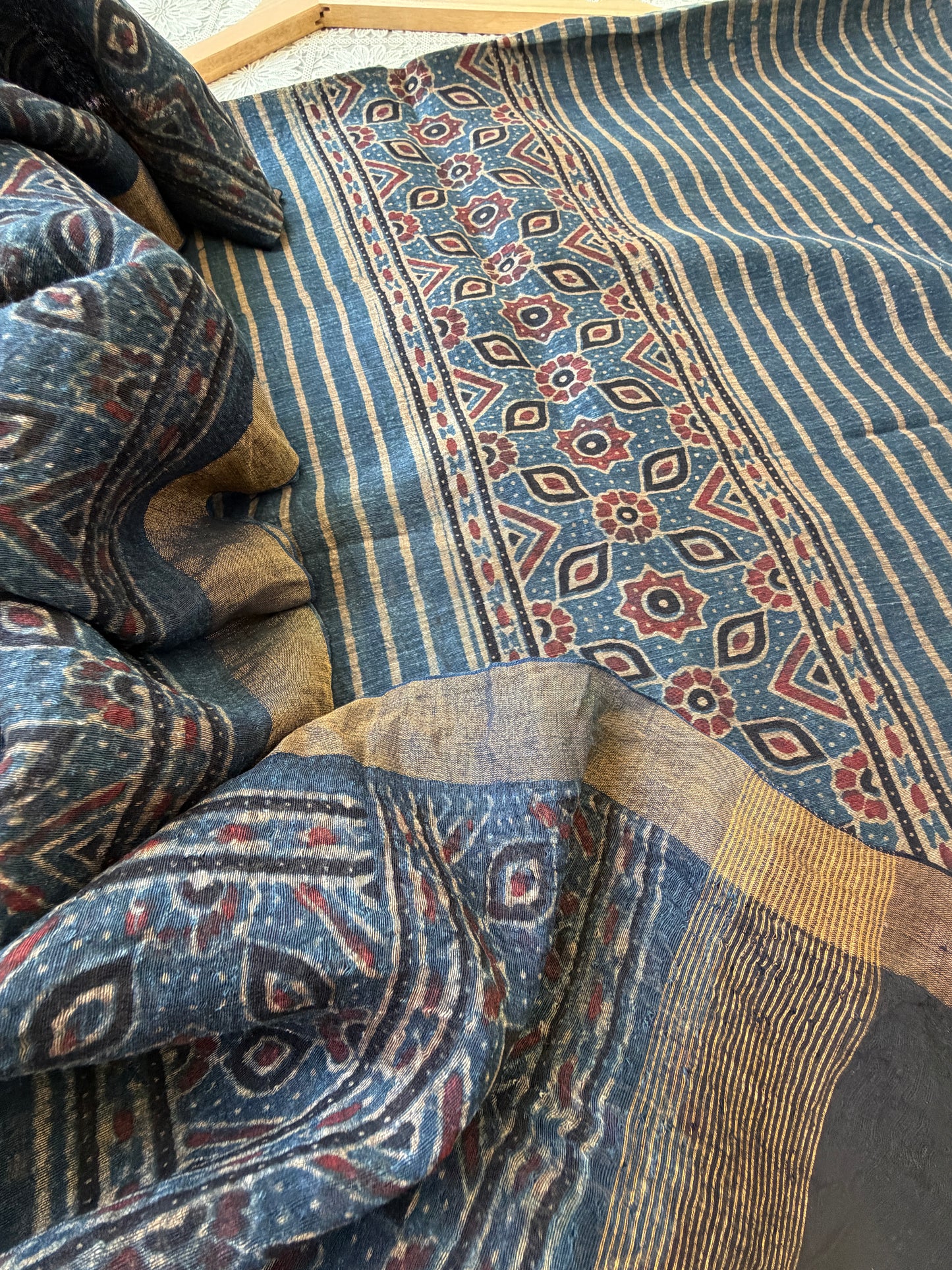 Linen Ajrakh Kurta and dupatta