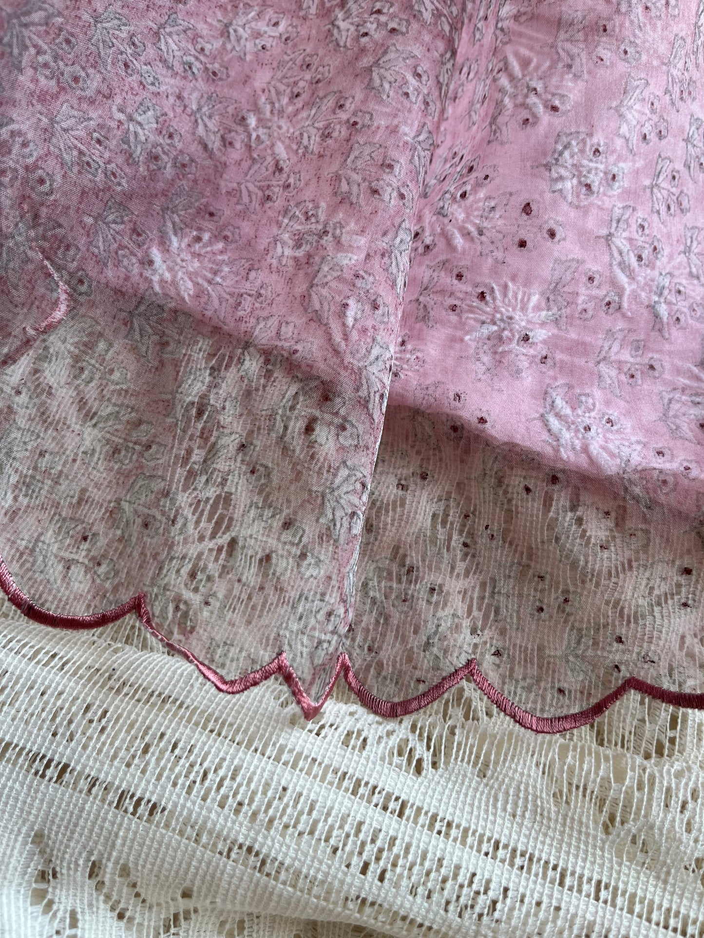 Chanderi Chikankari kurta with organza dupatta