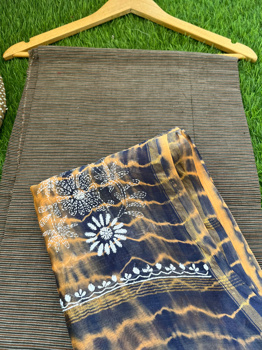 Handwoven Cotton kurta fabric chanderi dupatta