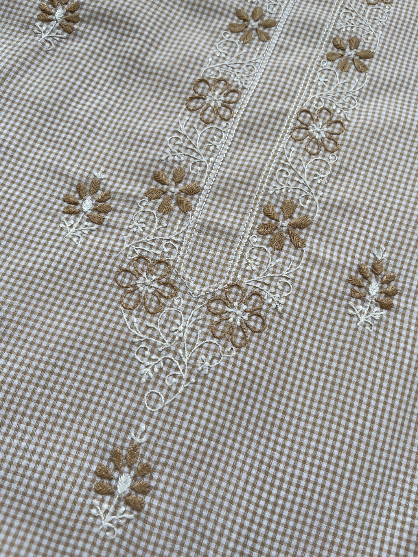 Cotton check chikan kurta