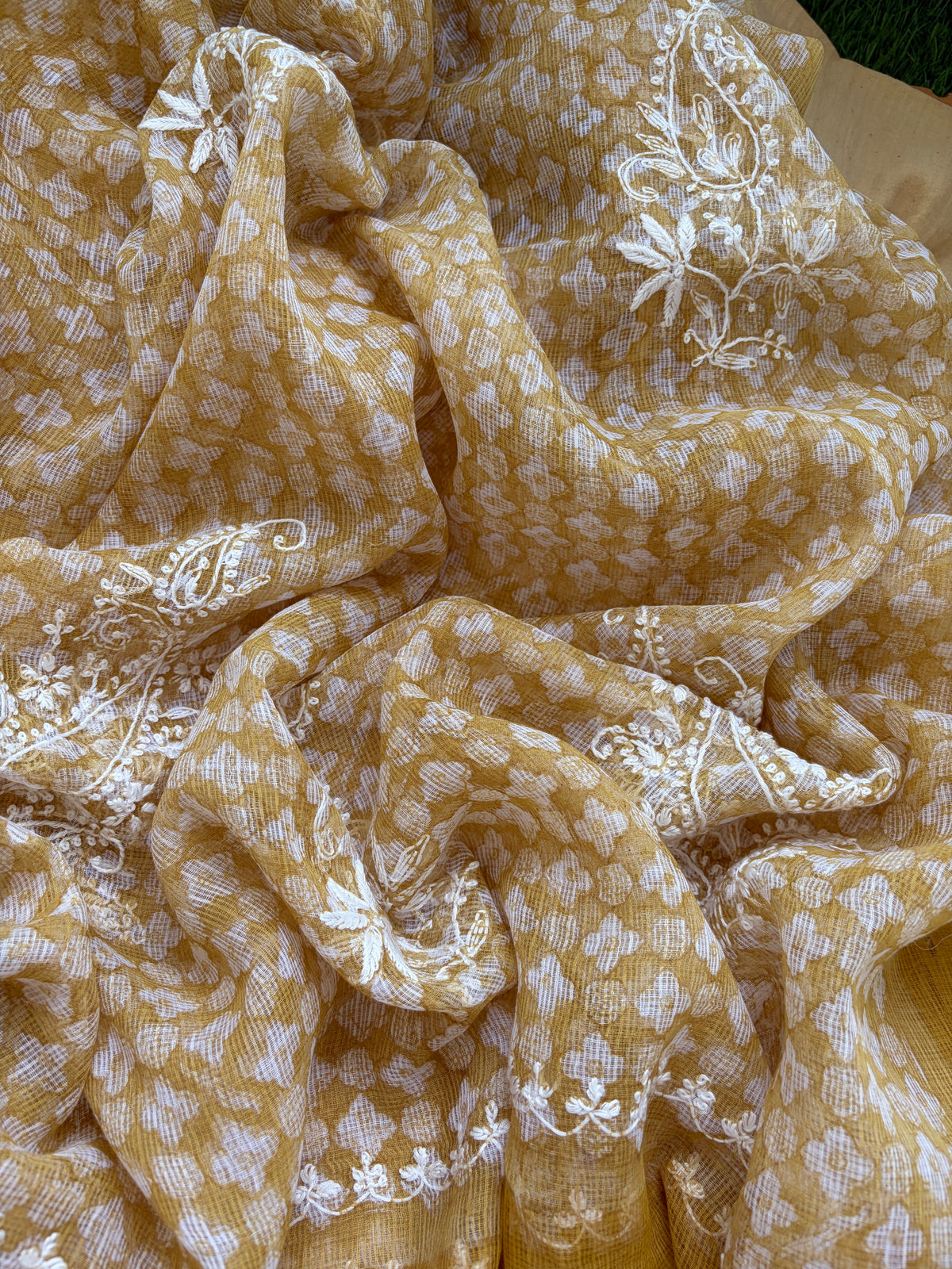 Handwoven khadi Cotton kurta mul chikankari dupatta