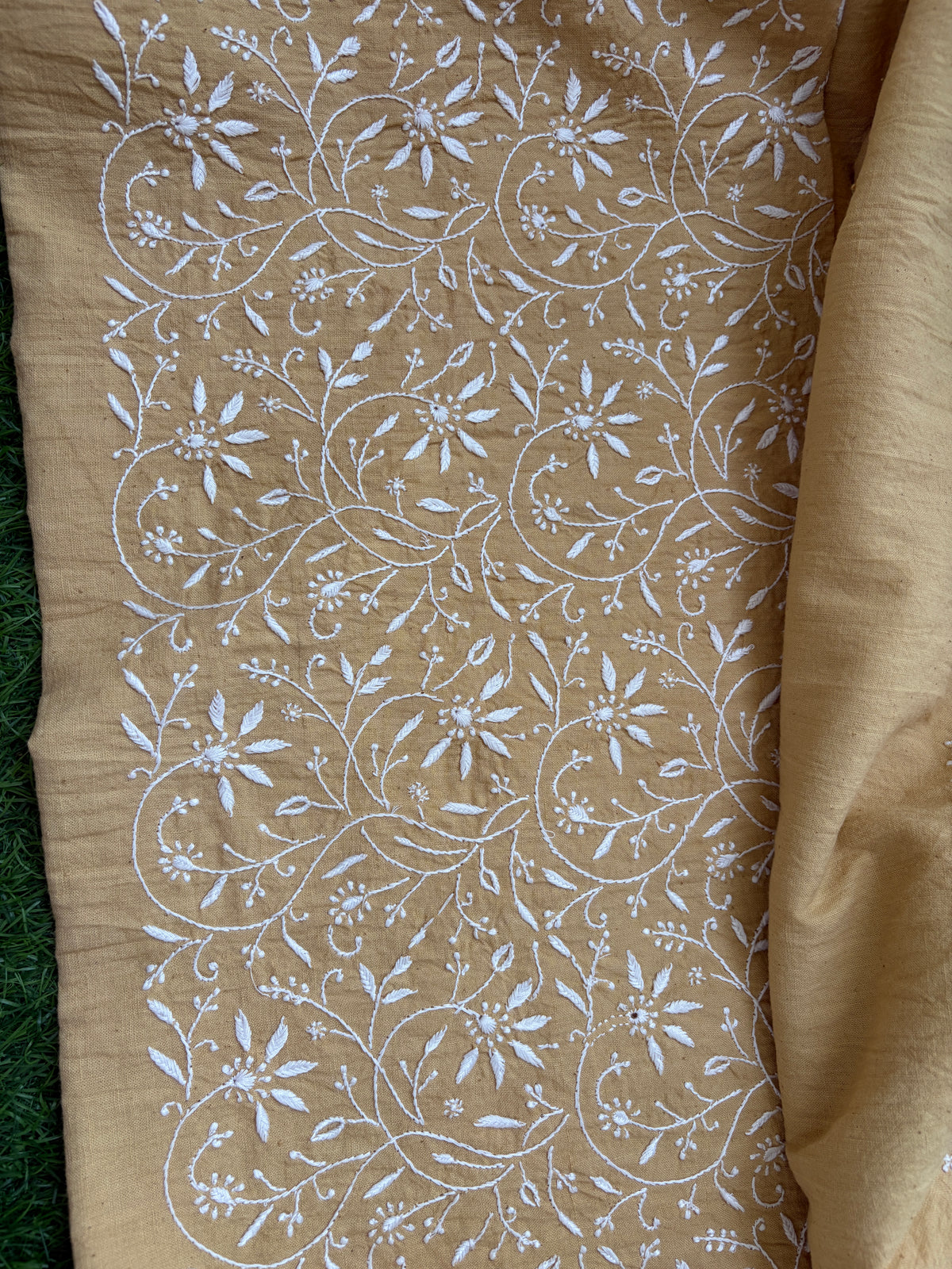 Handwoven khadi Cotton kurta mul chikankari dupatta