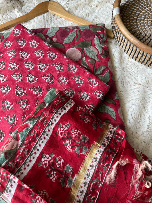 Cotton kurta bottom chanderi dupatta