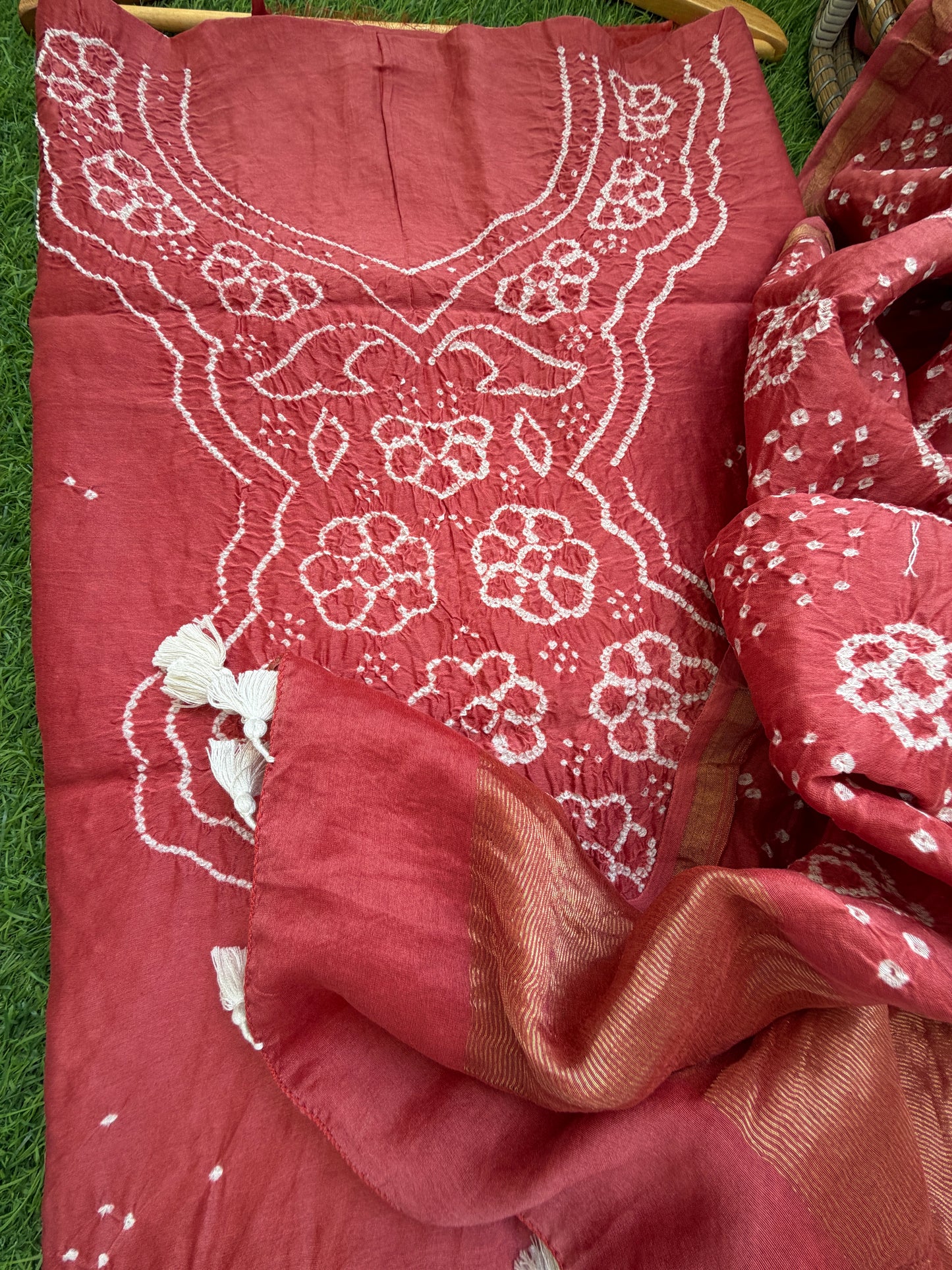 Chanderi Bandhani kurta dupatta
