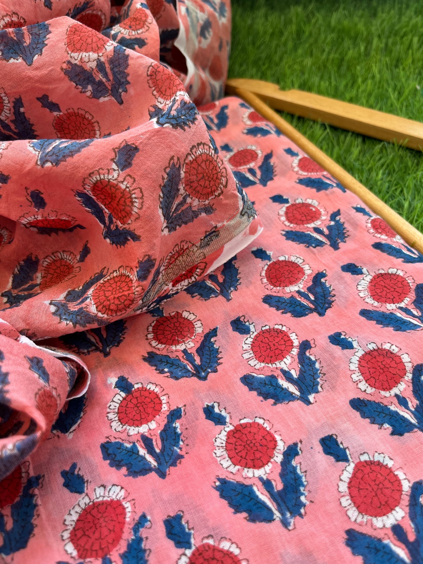 Block print kurta fabric chanderi dupatta