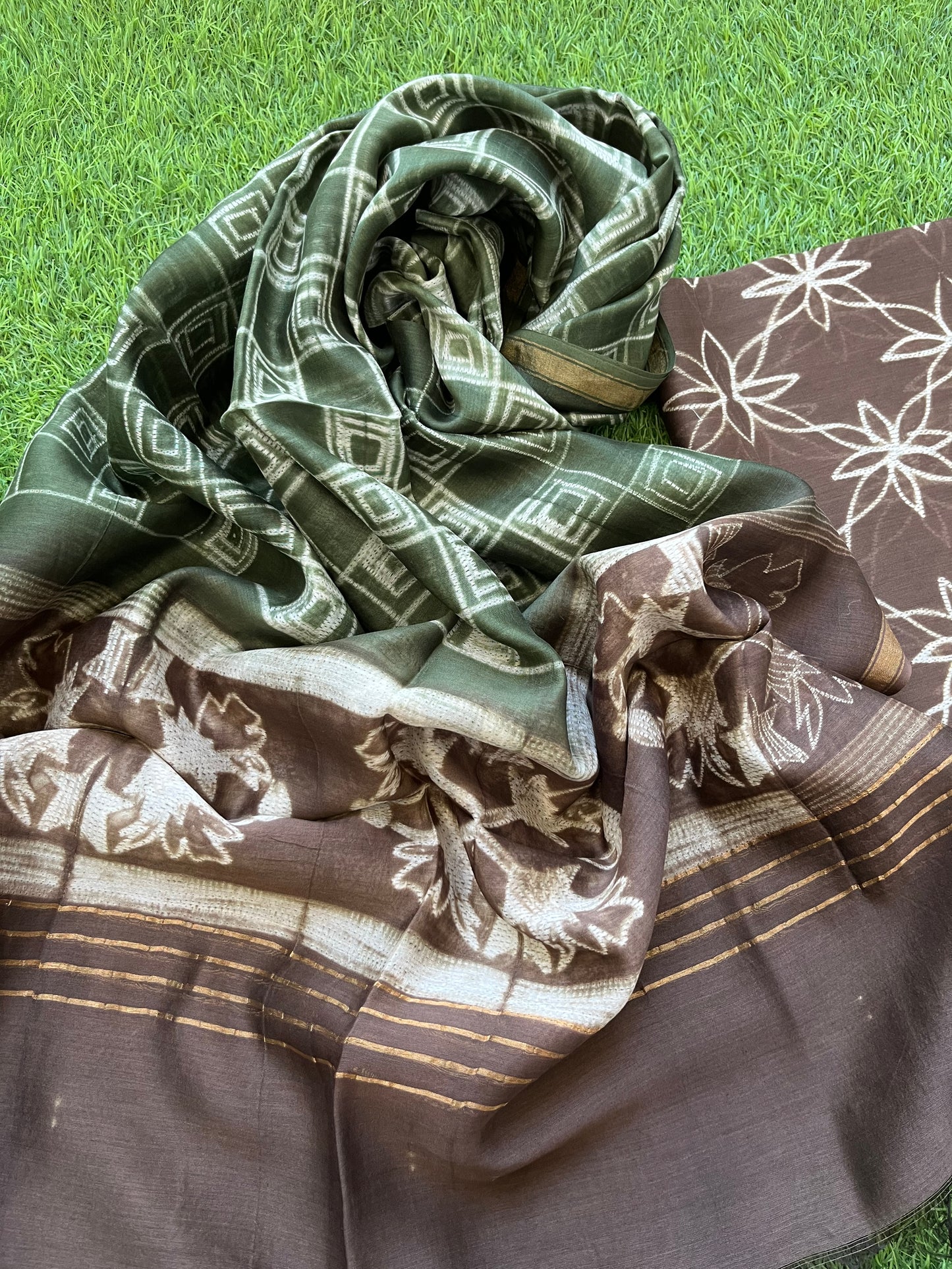 Shibori chanderi kurta dupatta