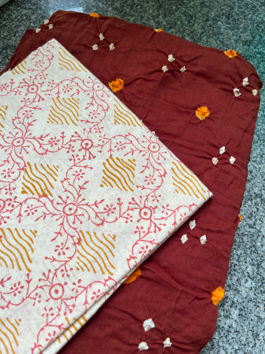 Cotton bandhani and print kurta Bottom
