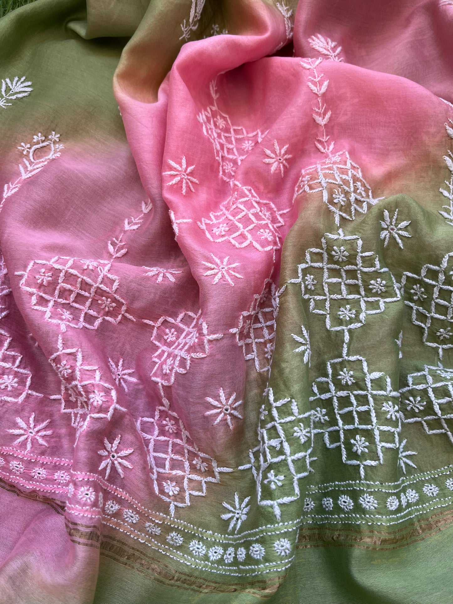 रोज़ाना  :Chanderi Chikankari Dupatta with cotton kurta bottom Fabric