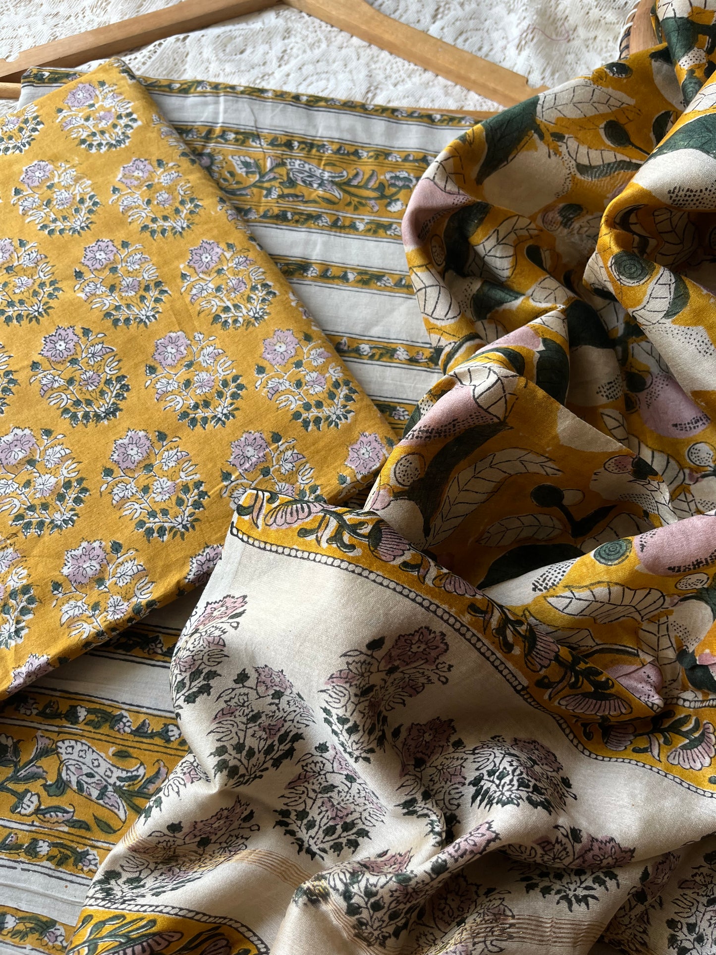 Cotton kurta bottom chanderi dupatta