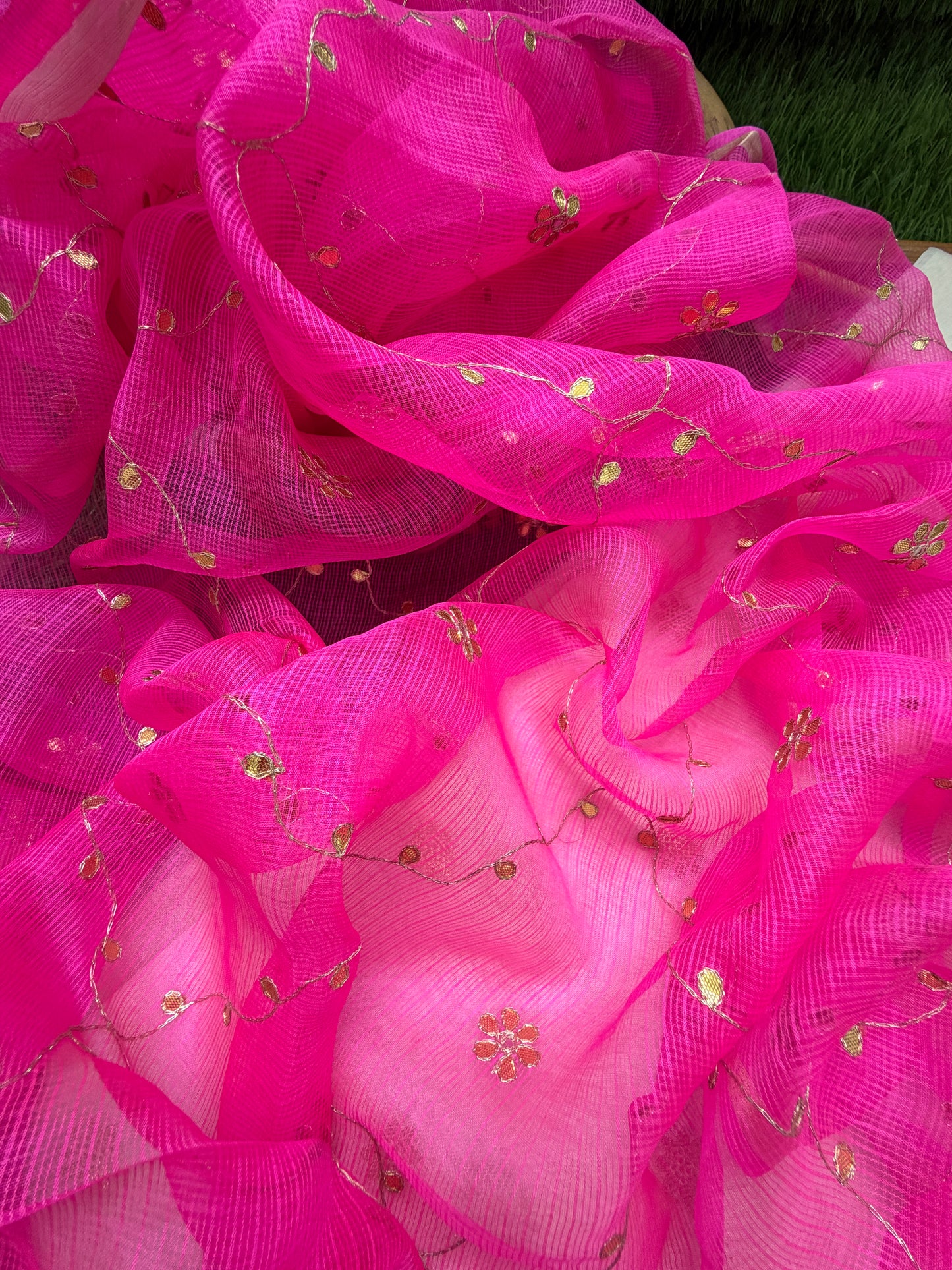 त्योहार :kota silk gota patti Dupatta with plain chanderi banarasi booti kurta bottom Fabric