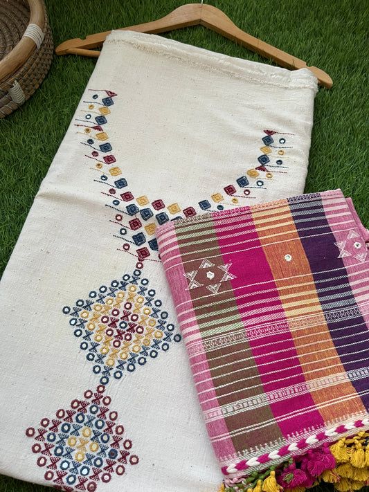 Handwoven organic kala Cotton kurta bottom dupatta