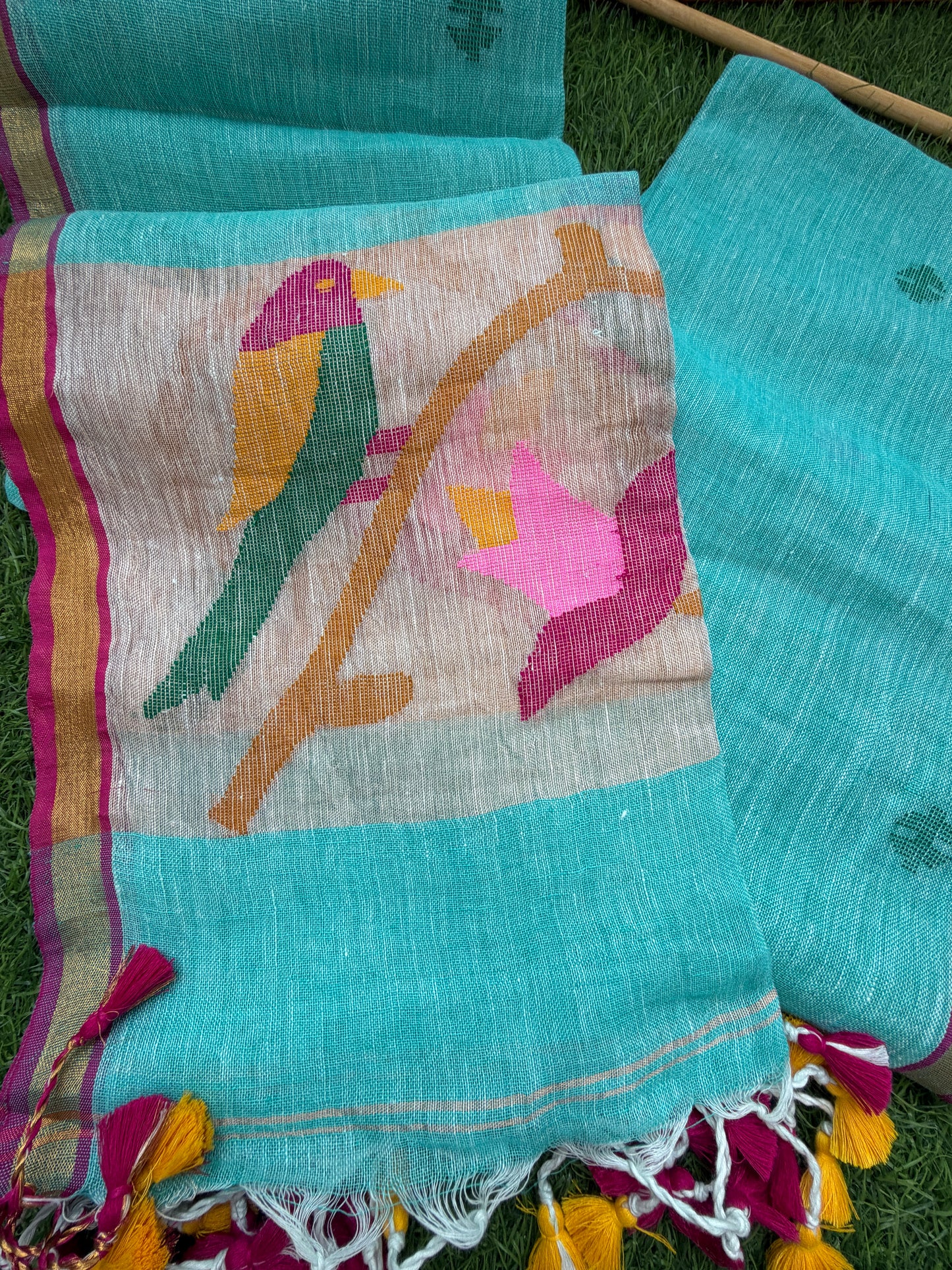 Linen Jaamdani kurta dupatta