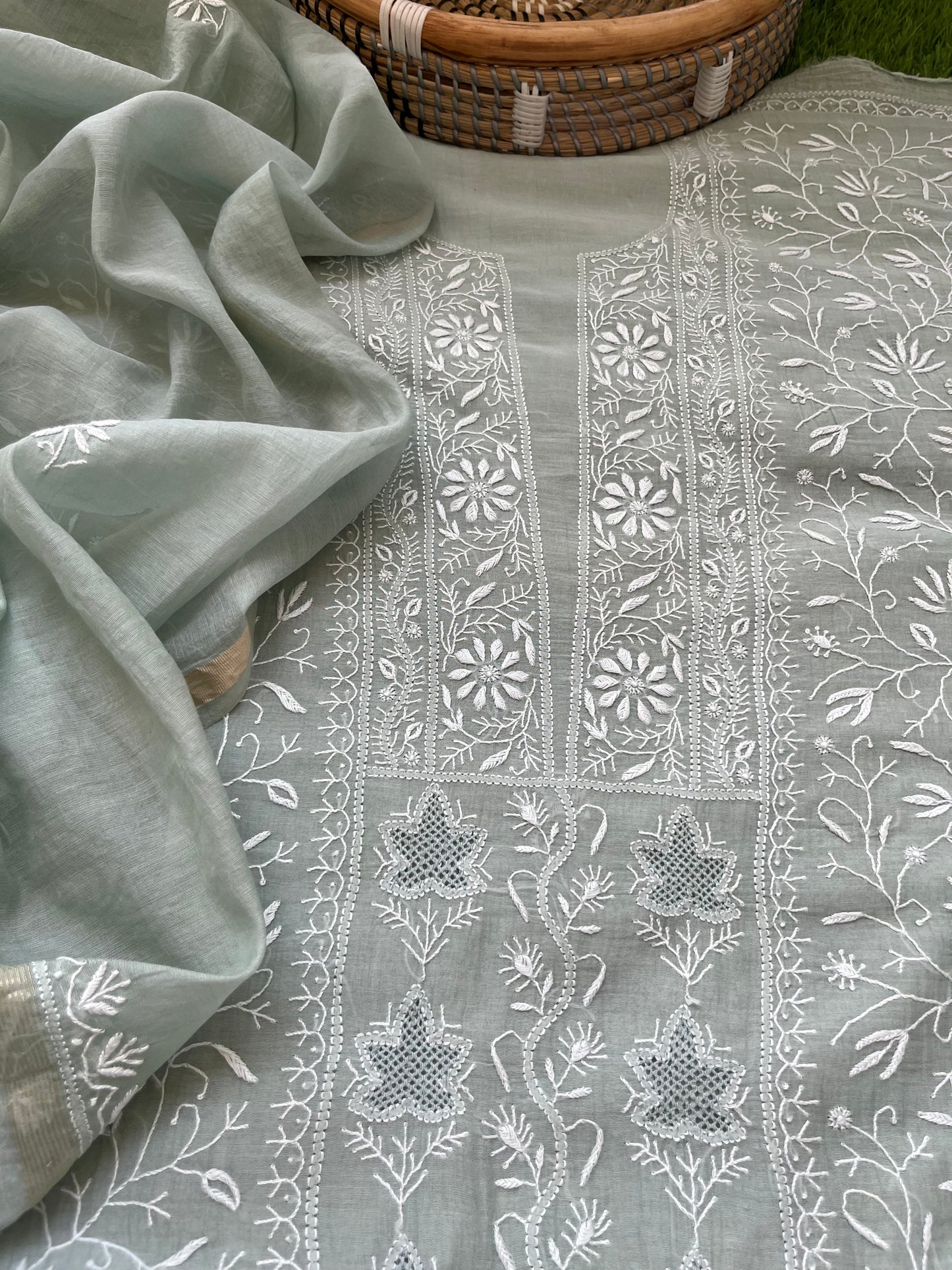 Chanderi Chikankari Kurta Dupatta