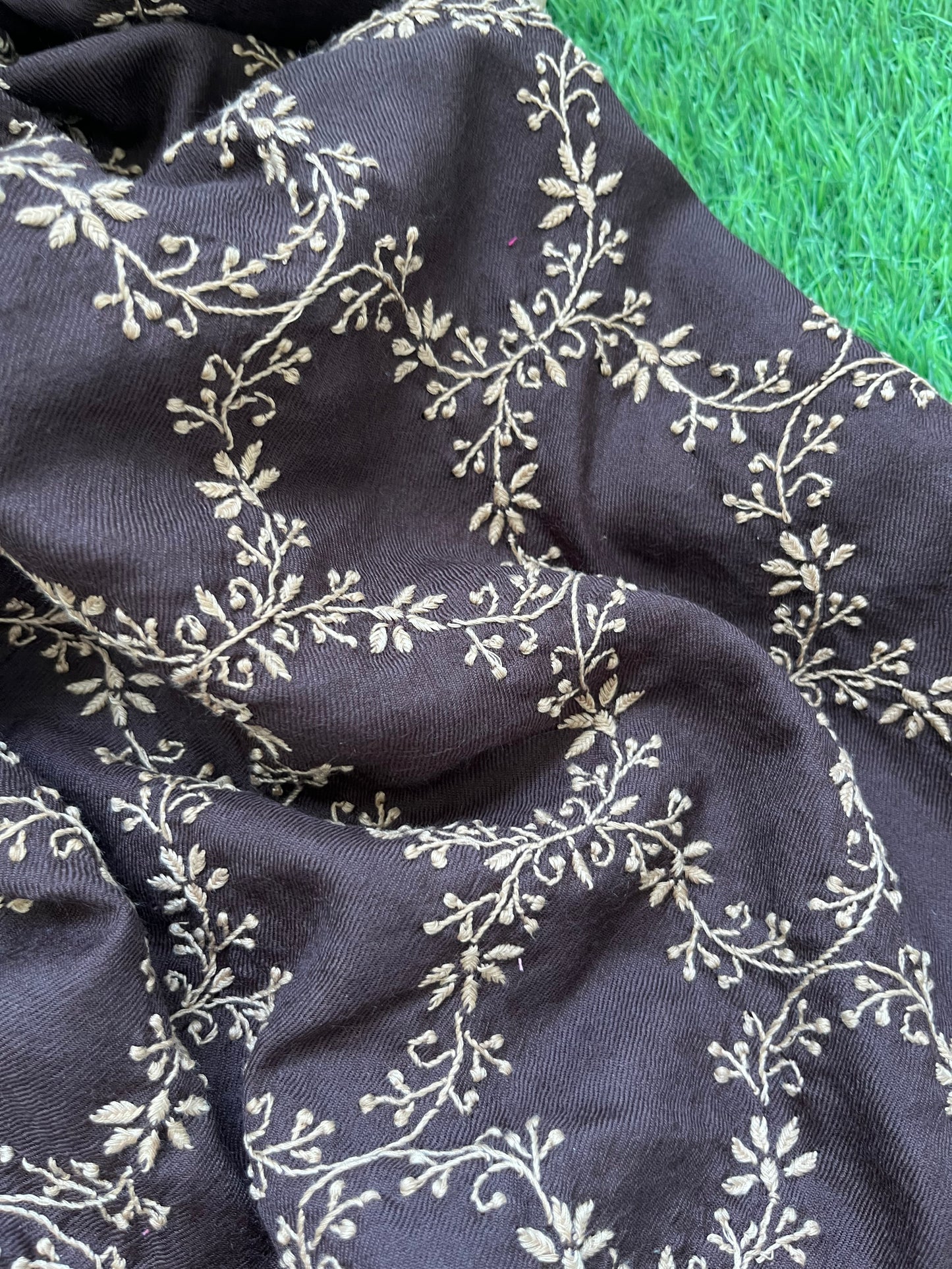 Pure wool chikankari shawl
